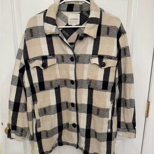 Lucky Brand Women's Checkered Utility Jacket - Black and Tan